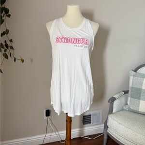 Peloton White Tank Top with Pink Logo
